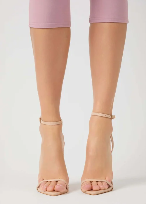 Public Desire Legacy Nude Barely There Pointed Toe Gold Stiletto Heels - 9 Image 2