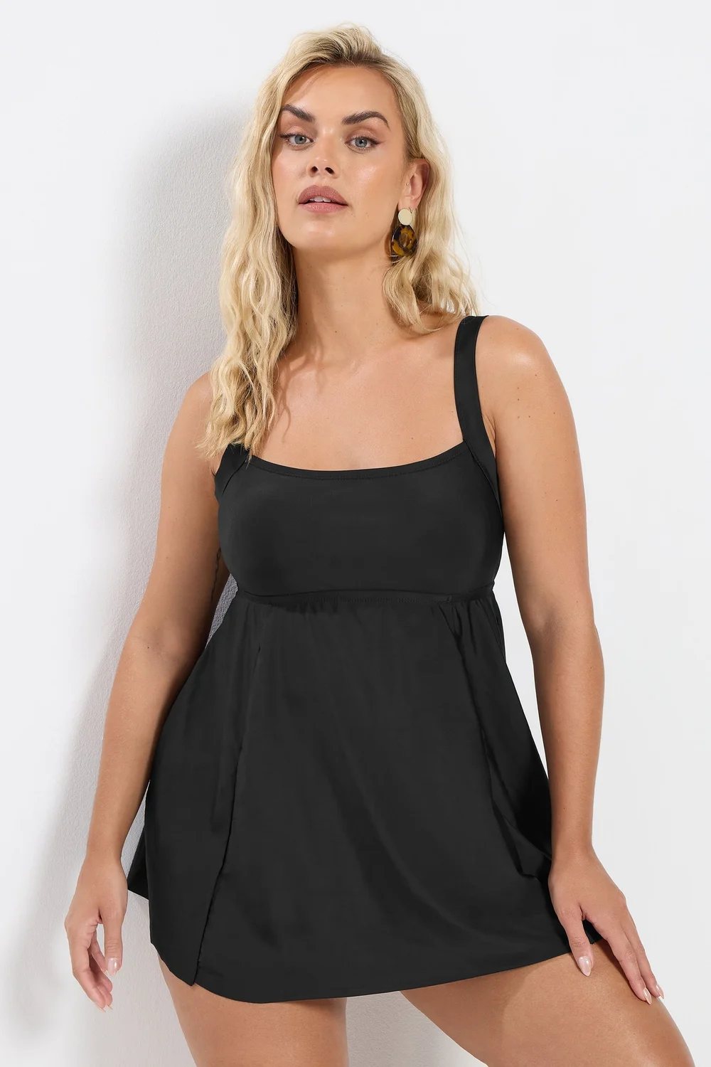 Yours Curve Black Tummy Control Swim Dress - Size 22 Image 2
