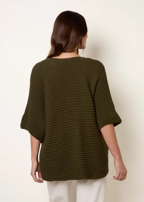 Blue Vanilla Khaki Pointelle Knit Cardigan - M/L Image 4