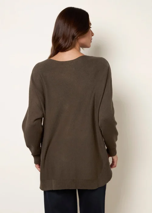 Blue Vanilla Khaki Pocket Slash Neck Jumper - One Size Image 4