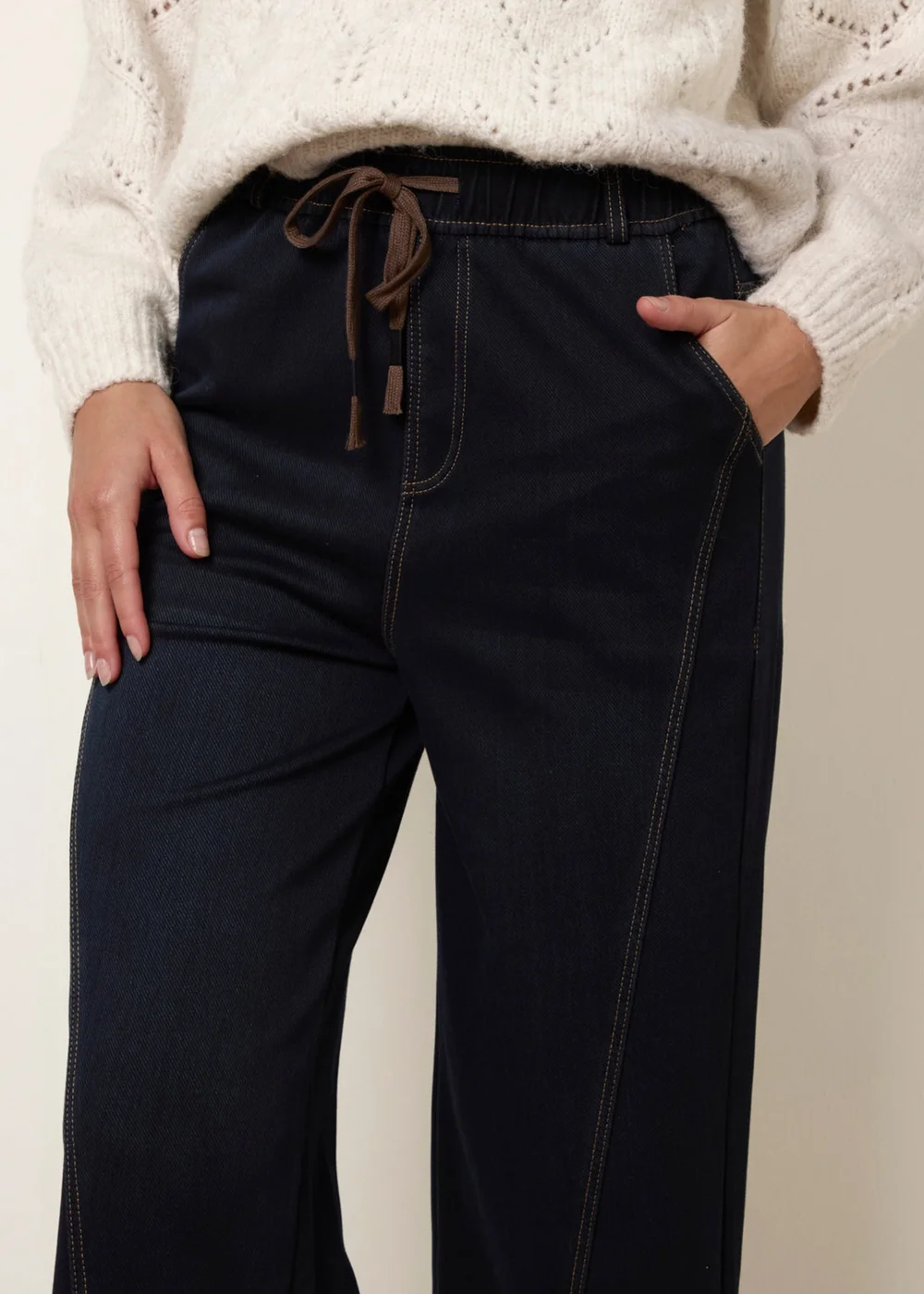 Blue Vanilla Navy Seam Detail Jeans - M Image 3