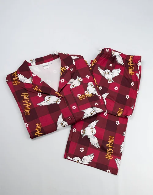 Vanilla Underground Harry Potter Red Checkered Long Pyjama Set - Extra Large Image 5