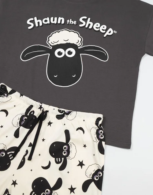 Vanilla Underground Shaun The Sheep Grey Short Sleeve Pyjama Set - M Image 5