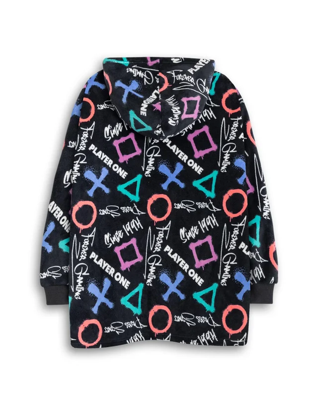 Vanilla Underground PlayStation Kids Black With Colorful Graphics Blanket Hoodie