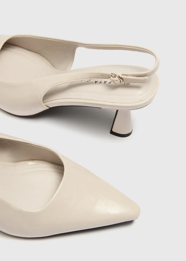 Stone Sling Back Kitten Heels