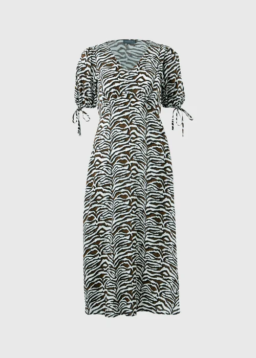 Brown Zebra Print Midi Tea Dress - 8 Image 4