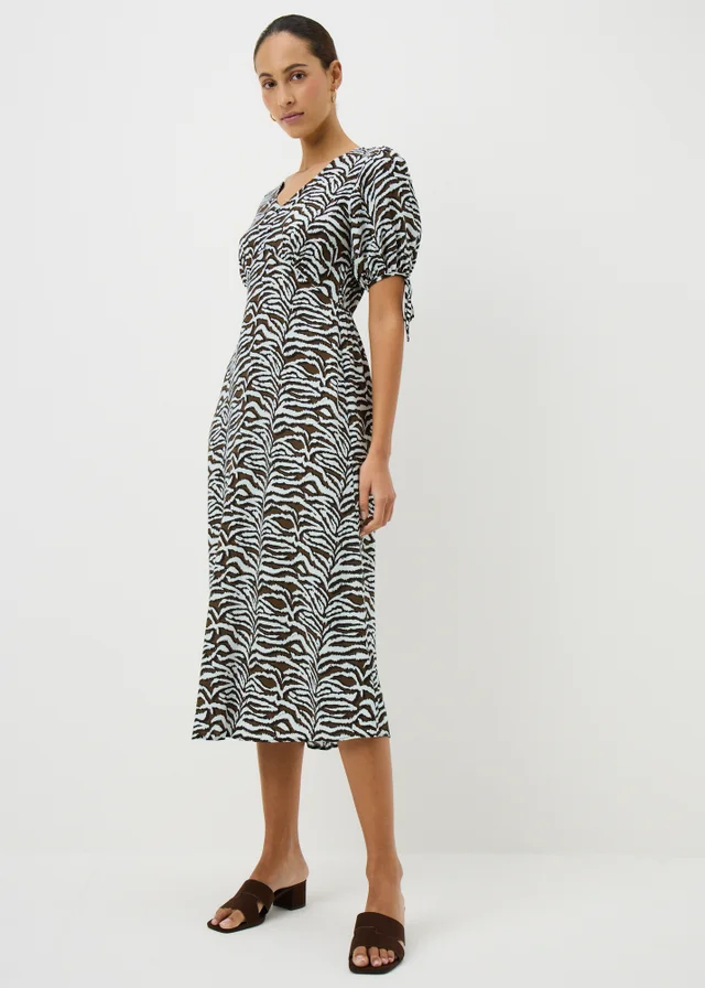 Brown Zebra Print Midi Tea Dress