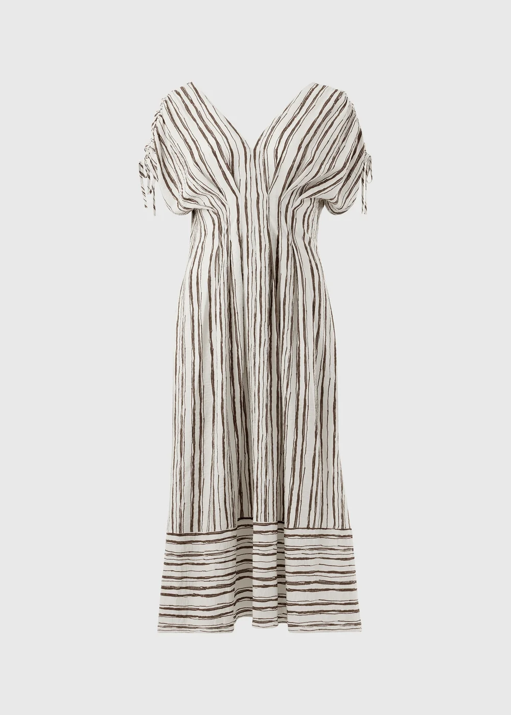 Cream Stripe Cinched Waist Midaxi Dress - 16 Image 2