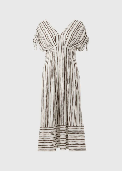 Cream Stripe Cinched Waist Midaxi Dress - 16 Image 2