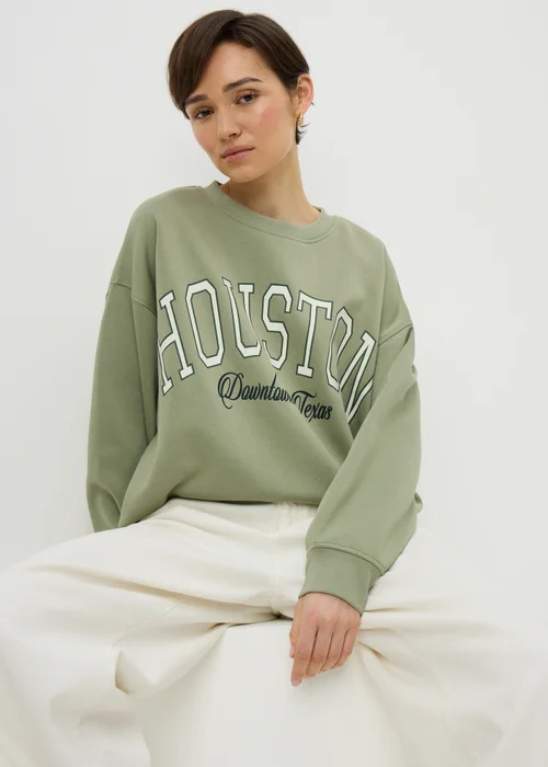 Sage Green Houston Varsity Sweatshirt - Small Image 1