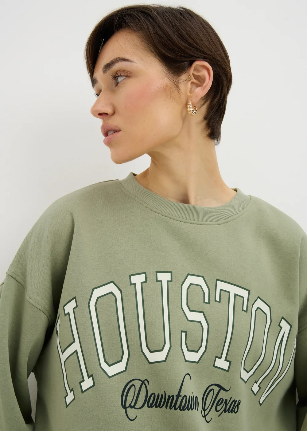 Sage Green Houston Varsity Sweatshirt - Small Image 3