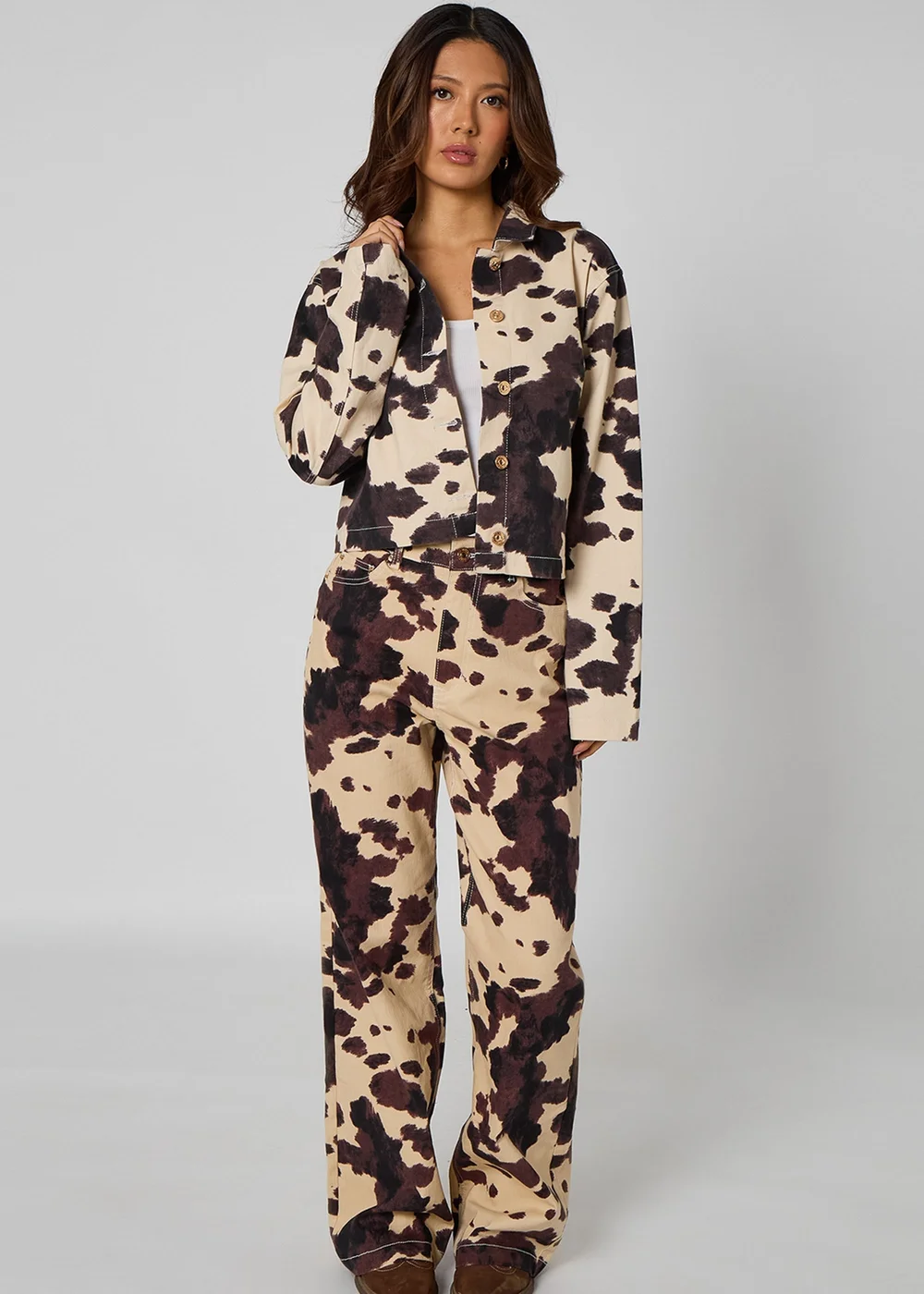 Urban Bliss Brown Cow Print Jeans - 12 Image 1