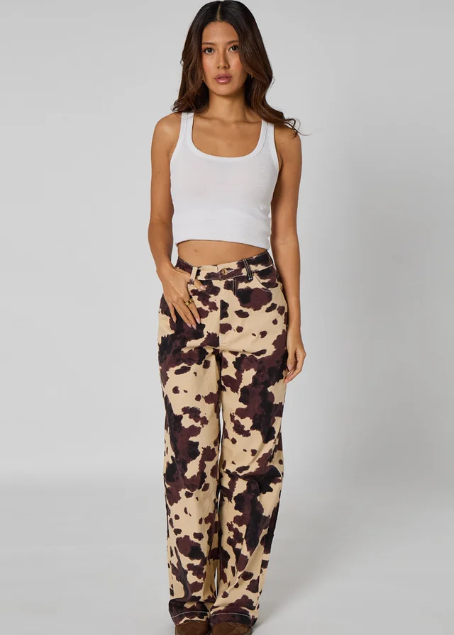 Urban Bliss Brown Cow Print Jeans