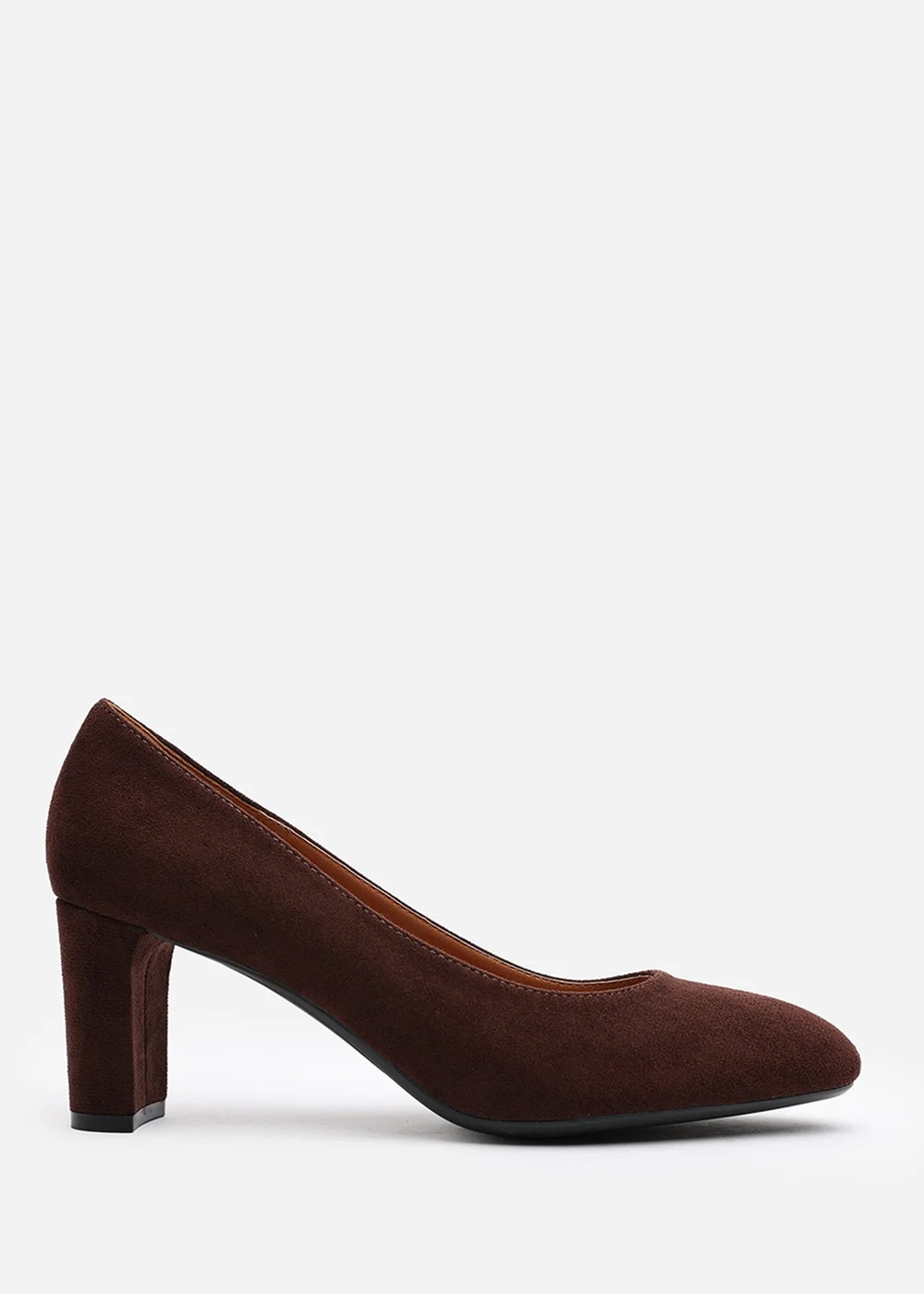 Where's That From Wide-Fit Livia Brown Faux Suede Mid Block Heel - Size 7 Image 2