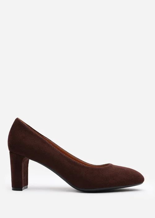 Where's That From Wide-Fit Livia Brown Faux Suede Mid Block Heel - Size 7 Image 2
