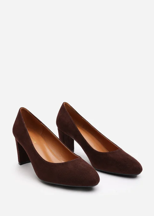 Where's That From Wide-Fit Livia Brown Faux Suede Mid Block Heel - Size 7 Image 3