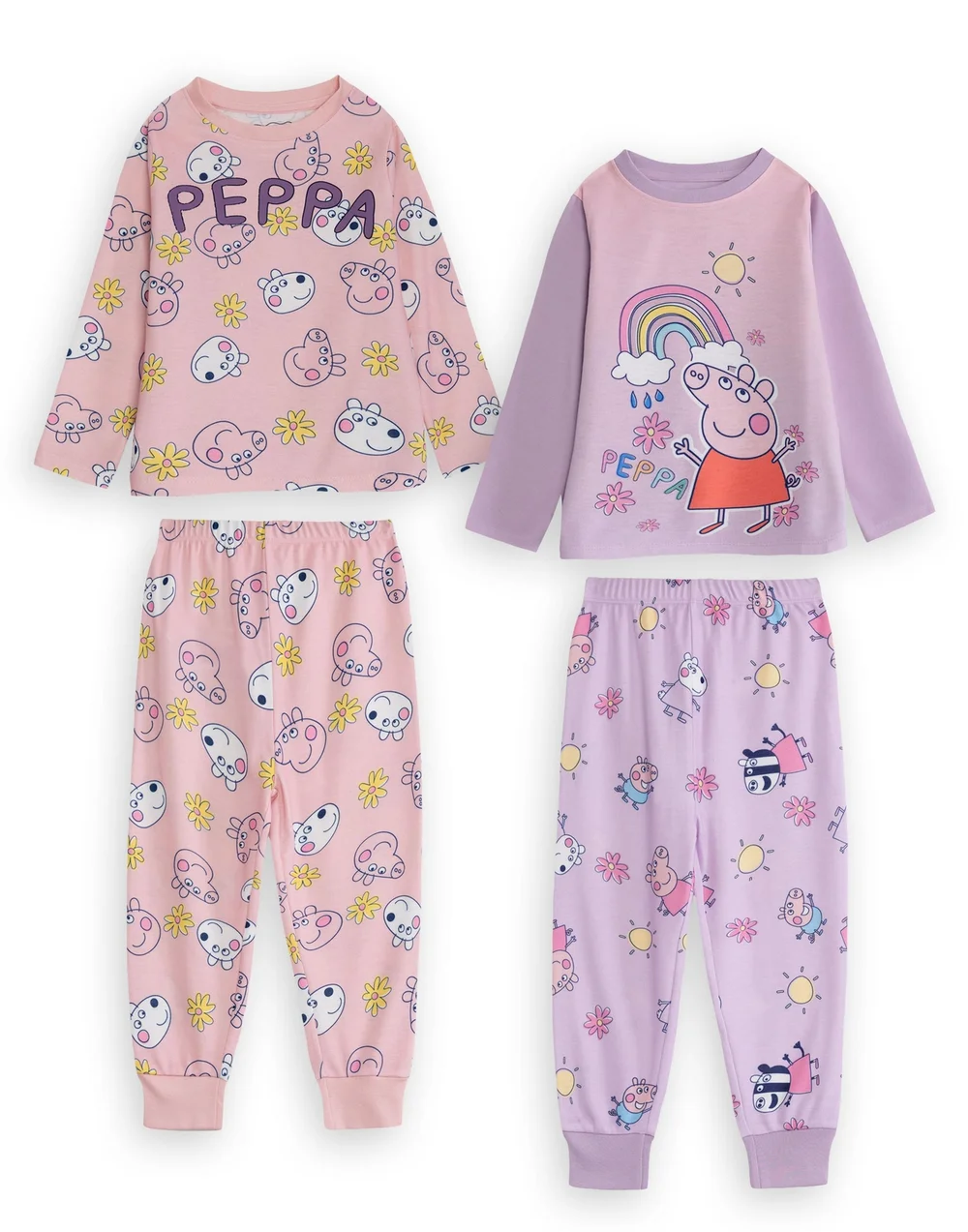 Vanilla Underground Peppa Pig Girls Multicoloured Character Long Sleeve Long Leg Pyjama Set (18 Months -7 Years) - 6-7 Yrs Image 1