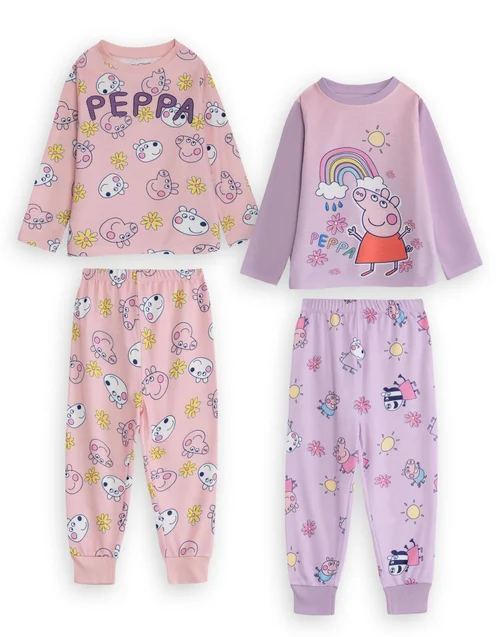 Vanilla Underground Peppa Pig Girls Multicoloured Character Long Sleeve Long Leg Pyjama Set (18 Months -7 Years) - 6-7 Yrs Image 1