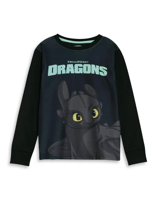 Vanilla Underground How to Train Your Dragon Kids Black Long Pyjama Set (Age 3-12 Yrs) - Age 9-10 Years Image 3