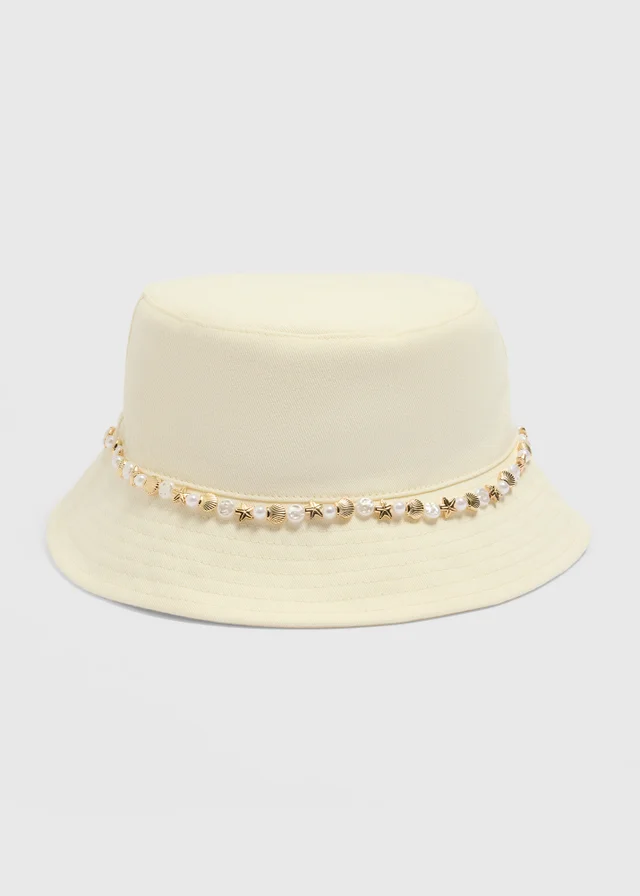 Girls Ecru Chain Bucket Hat (3-10yrs)