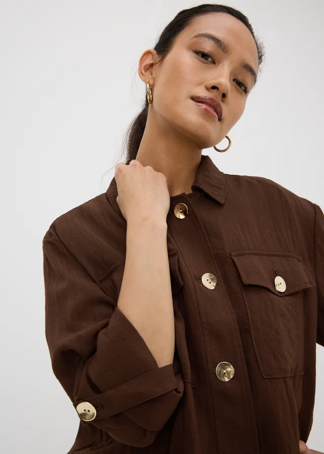 Chocolate Brown Soft Utility Co Ord Jacket