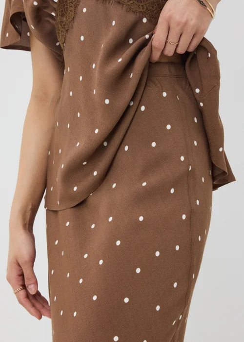 Chocolate Brown Spot Midaxi Co Ord Skirt - 8 Image 3