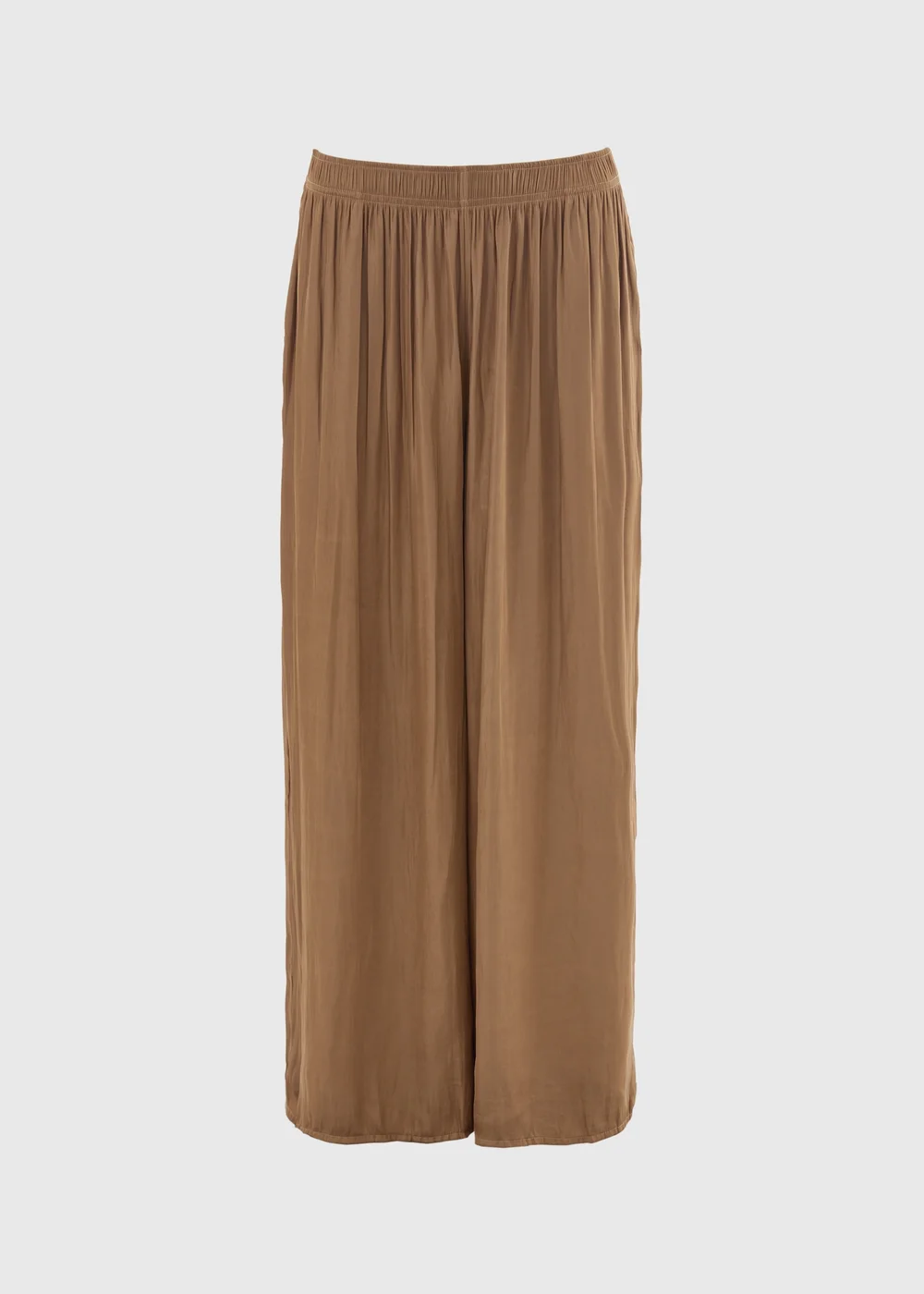 Chocolate Brown Satin Wide Leg Co Ord Trousers - 8 S Image 4