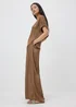 Chocolate Brown Satin Wide Leg Co Ord Trousers - 8 S Image 2
