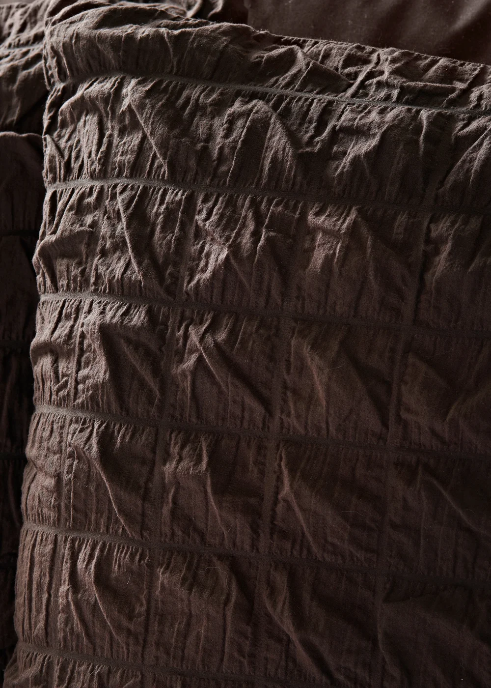 Chocolate Brown Check Seersucker Duvet Set - Double Image 2