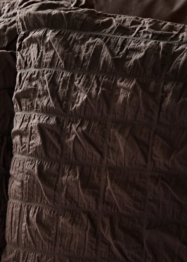 Chocolate Brown Check Seersucker Duvet Set