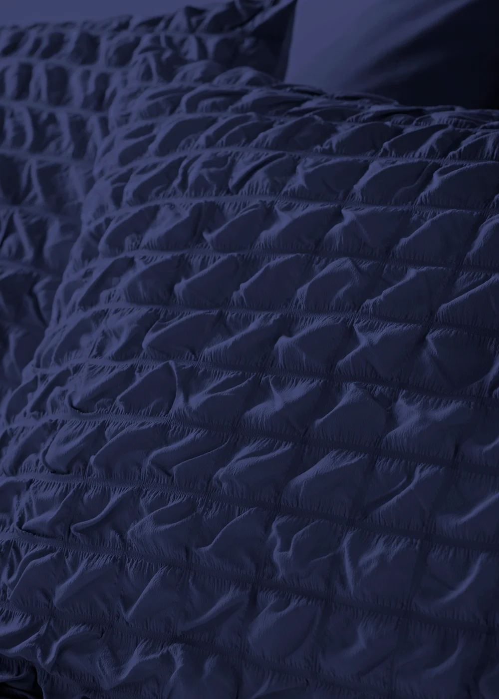 Navy Seersucker Duvet Set - Double Image 2