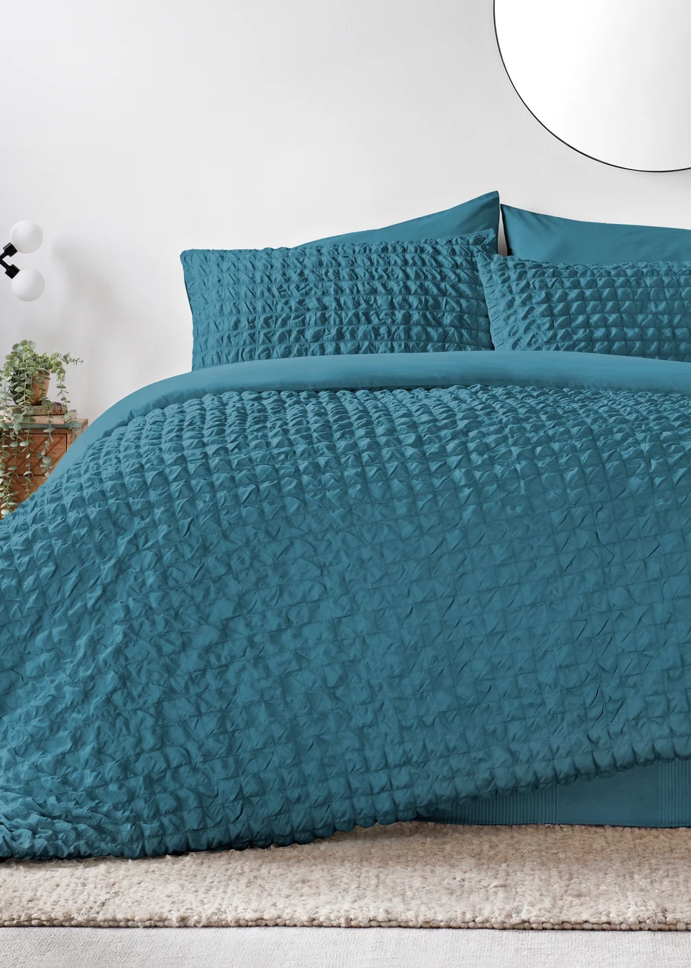 Teal Seersucker Duvet Set - Double Image 1