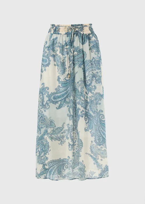 Blue Paisley Shirred Maxi Skirt - Size 8 Image 2