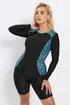 Yours Curve Black & Blue Leopard Print Swim Top - 26 Image 3
