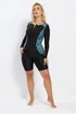 Yours Curve Black & Blue Leopard Print Swim Top - 26 Image 4