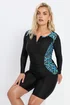 Yours Curve Black & Blue Leopard Print Swim Top - 26 Image 2