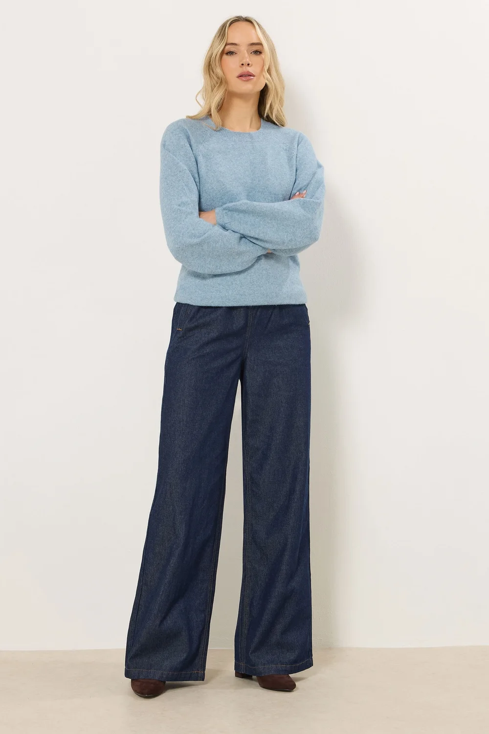 Long Tall Sally Light Blue Knit Balloon Sleeve Jumper - 14-16 Image 3