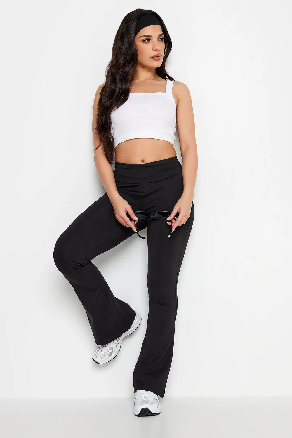 PixieGirl Petite Black Fold Over Waist Flared Leggings - 8 Image 2