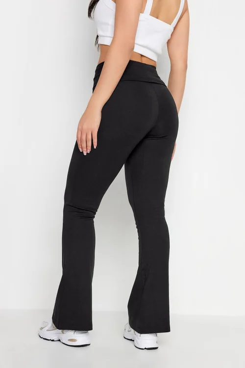 PixieGirl Petite Black Fold Over Waist Flared Leggings - 8 Image 5