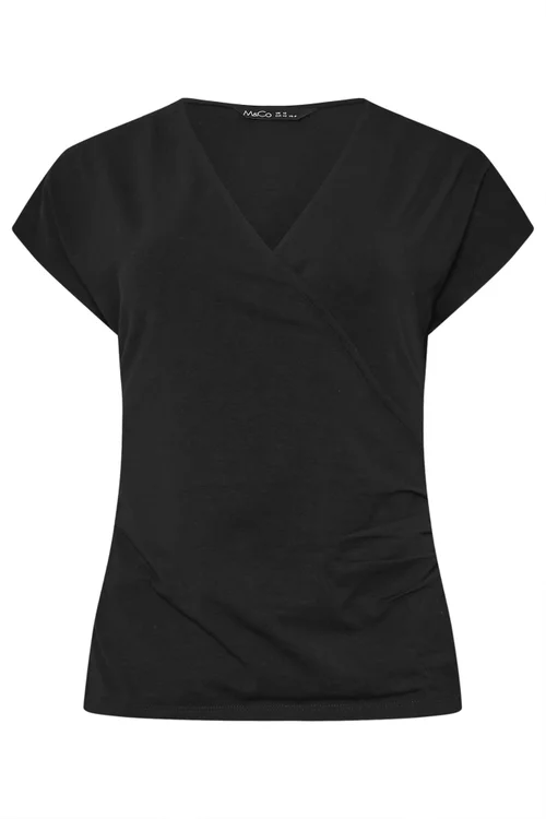 M&Co Black Short Sleeve Wrap Top - 26-28 Image 5