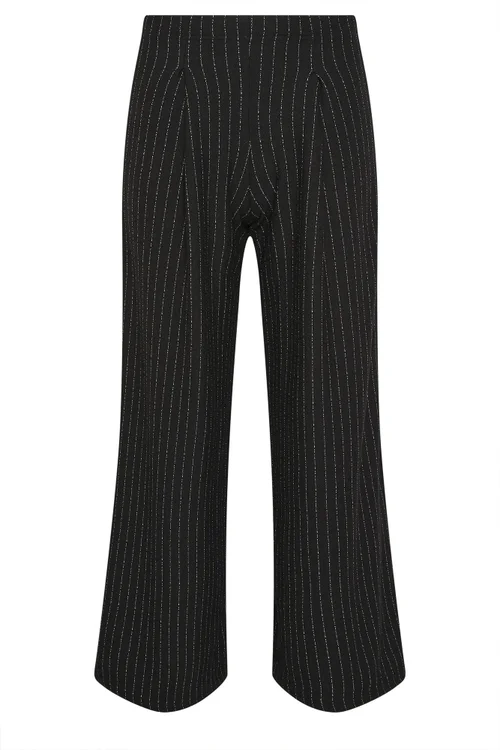 PixieGirl Petite Black Pinstripe Palazzo Wide Leg Trousers - Size 18 Image 5