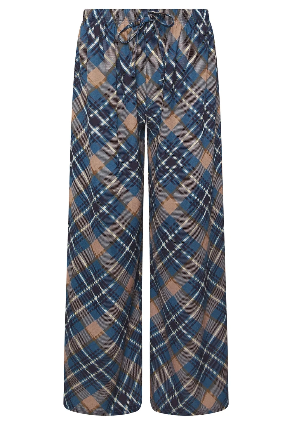 PixieGirl Petite Navy Blue Check Wide Leg Trousers - Size 12, Leg 27 Image 5