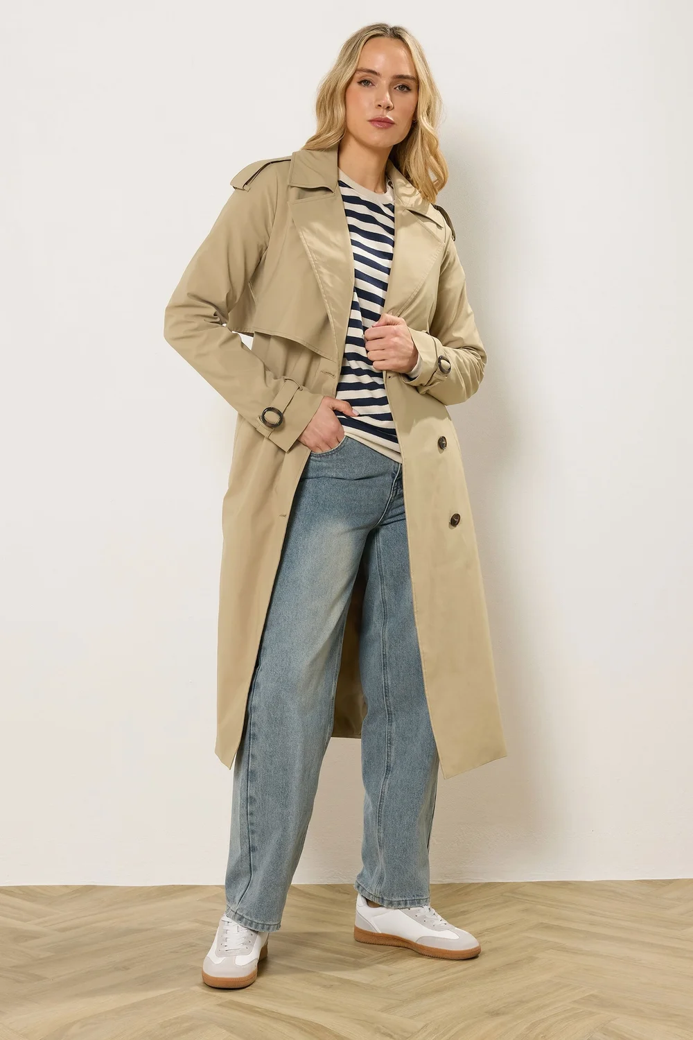 Long Tall Sally Stone Brown Trench Coat - 12 Image 3