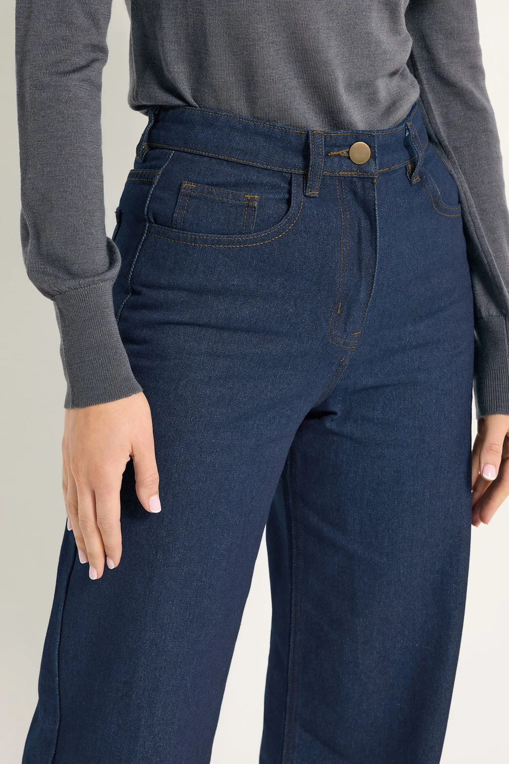 Long Tall Sally Indigo Blue Wide Leg Jeans - 14/L34 Image 4