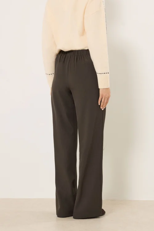 Long Tall Sally Chocolate Brown Buckle Wide Leg Trousers - 12/L36 Image 3