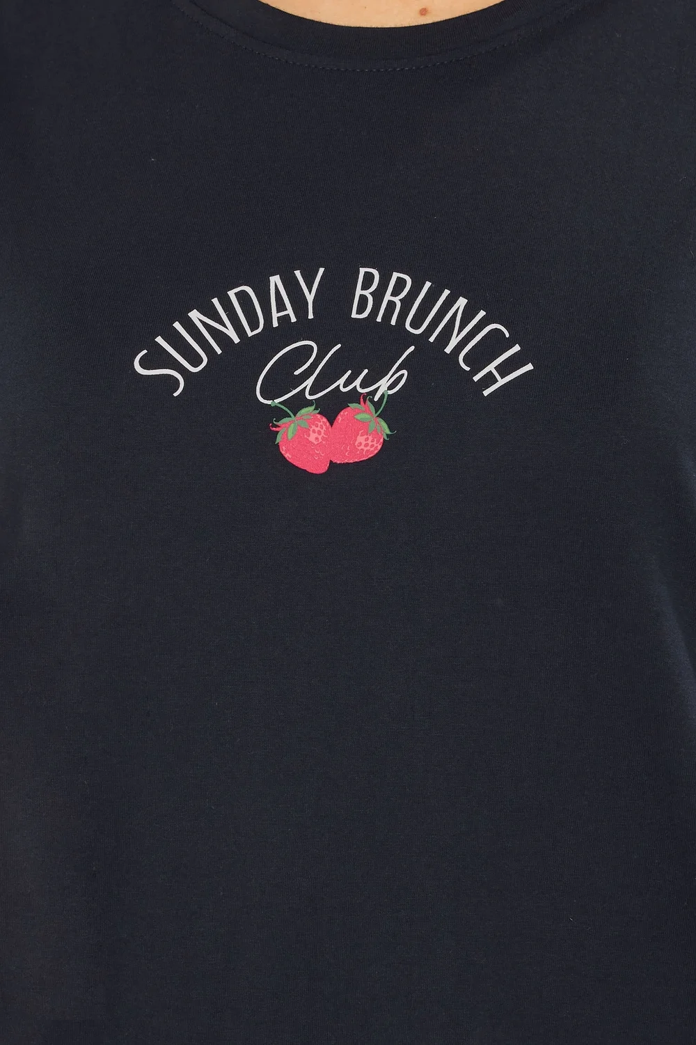 Long Tall Sally Navy Blue 'Sunday Brunch' Slogan Striped Pyjama Set - Size 22-24 Image 5