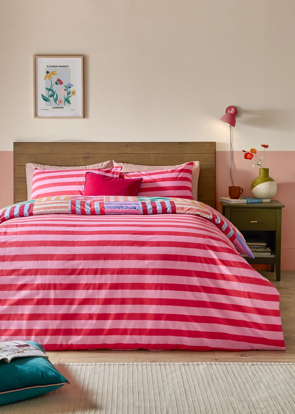Furn Ana Stripe Reversible Multicolour Duvet Cover Set - Single Image 2