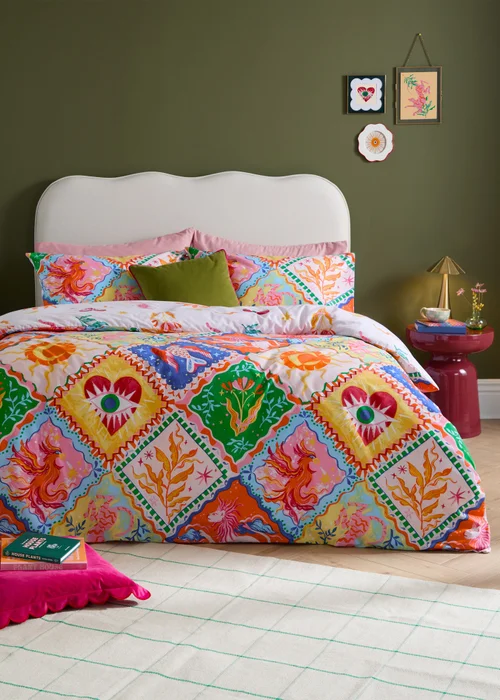 Furn Seraphine Reversible Multicolour Duvet Cover Set - Double Image 1