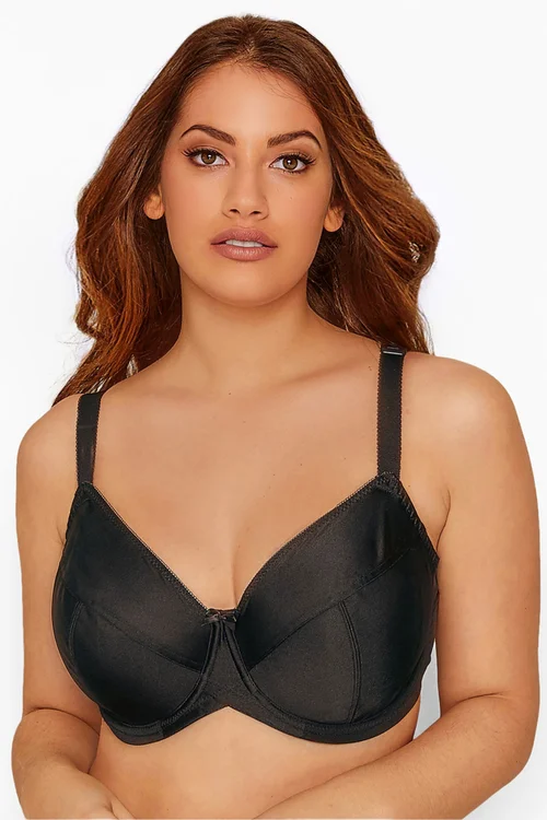 Yours Curve Black Smooth Non-Padded Underwired Full Cup Bra - 46B Image 1
