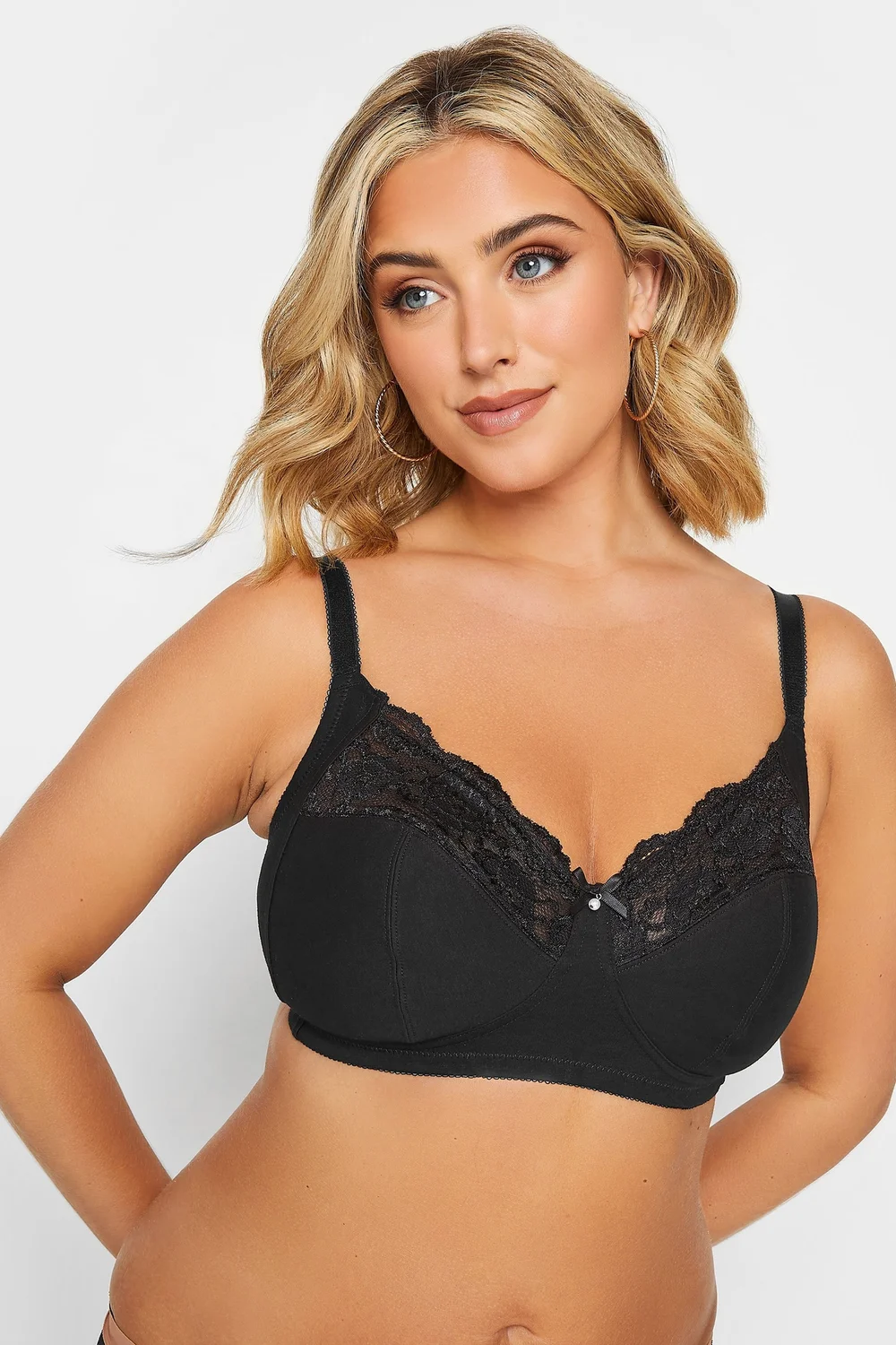 Yours 2 Pack Black & White Non-Padded Non-Wired Full Cup Bras - 44E Image 2